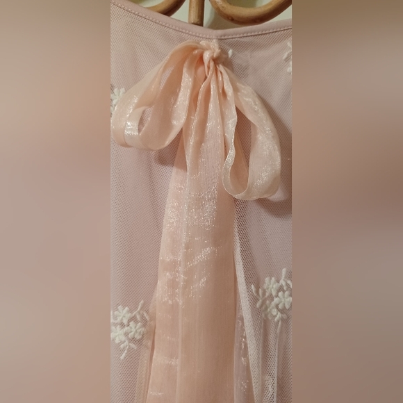 A'Reve Anthropologie light pink layered lace sleeveless bow back dress Large - Picture 9 of 9
